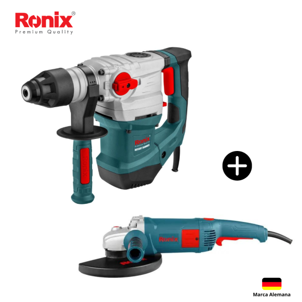 Combo Rotomartillo Ronix 2703 1500W + Amoladora 9" Ronix 3241 2400W