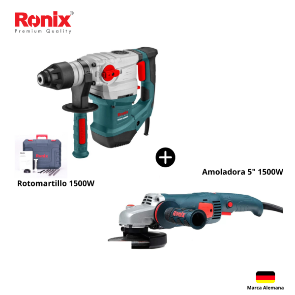 Rotomartillo 1500W + Amoladora 1500W COMBO RONIX