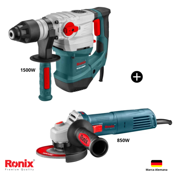 Rotomartillo 5KG 1500W + Amoladora 850W Combo RONIX